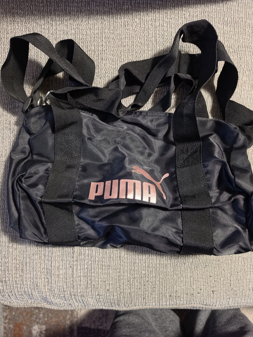 Puma Black Nylon Logo Crossbody Bag with Pink Logo